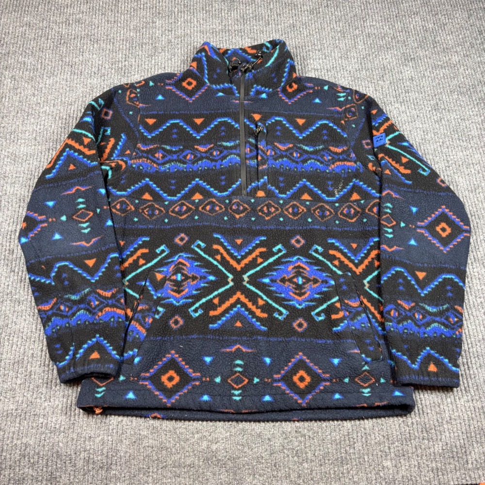 Billabong Pullover Men's M Adventure Division Fleece Aztec Southwest Black
